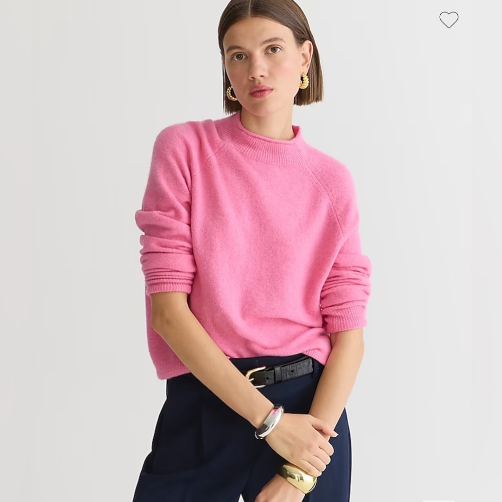 JCREW Size XS Rollneck Sweater in Supersoft Yarn Heather Crisp Lettuce Pink